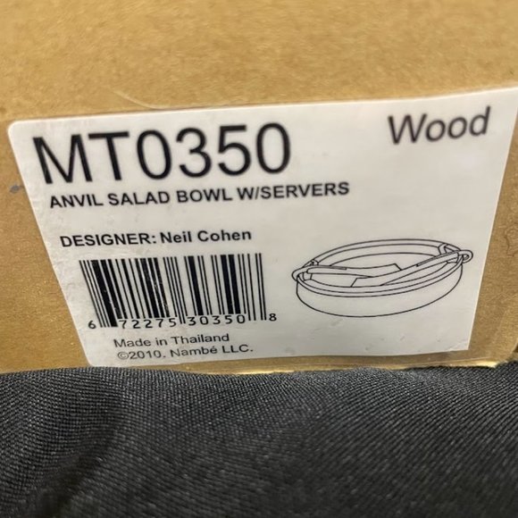 Nambe Salad Set Acacia Wood and Iron Finished Metal Set with 14" Servers Brown - Picture 7 of 9